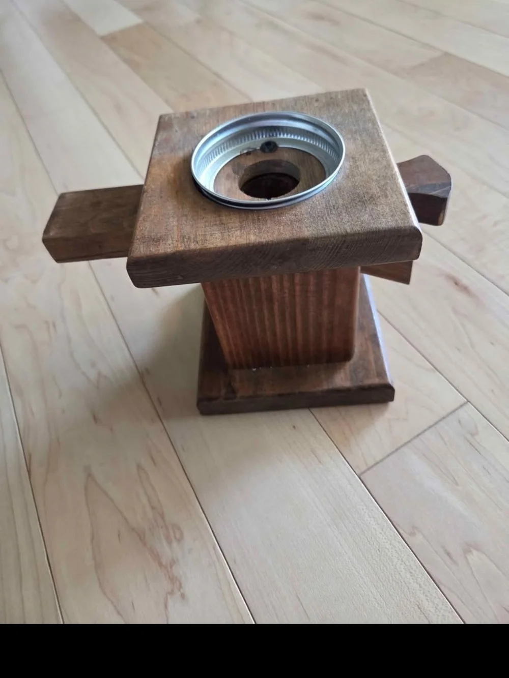 Wooden mason jar candy dispenser